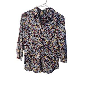 Lauren Ralph Lauren Womens Floral Print Button Down Shirt Size S